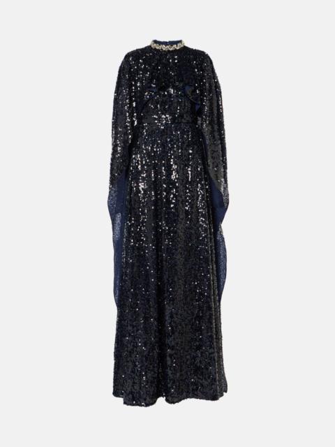 Erdem Sequined caped gown