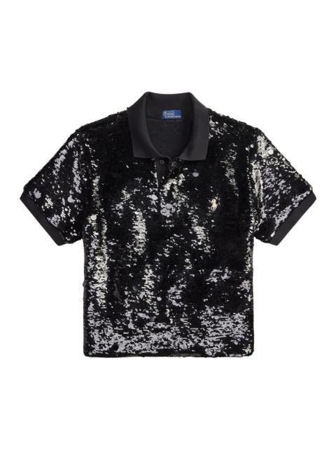 Polo Ralph Lauren Women's Sequined Slim-Fit Polo Top - Polo Black