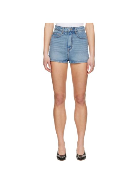 AMI Paris Blue Cotton Mini Denim Shorts