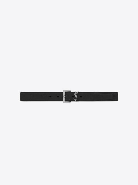 monogramme belt with square buckle in grained leather