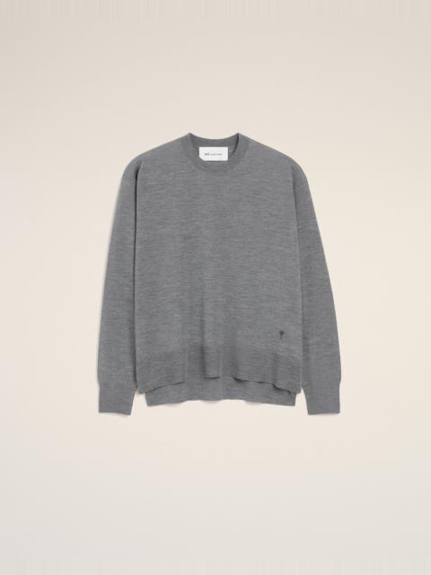 AMI Paris GREY THIN WOOL CREWNECK AMI DE COEUR SWEATER