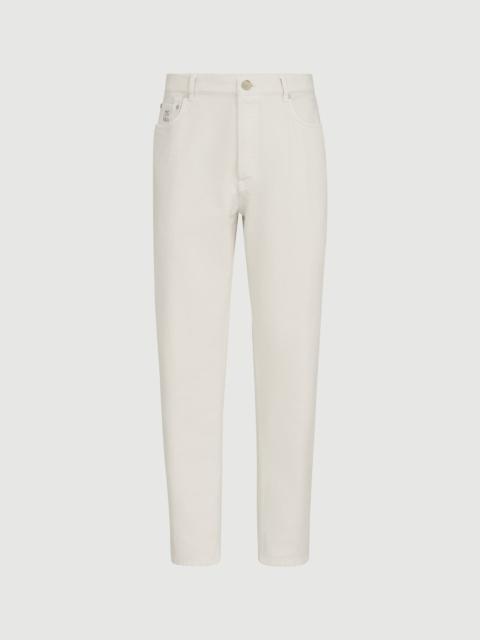 Brunello Cucinelli Garment-dyed denim iconic fit five-pocket trousers with rips