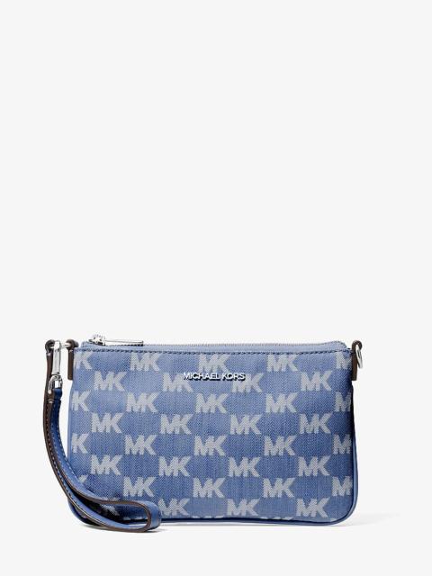 MICHAEL KORS Jet Set Travel Small Logo Jacquard Denim Wristlet