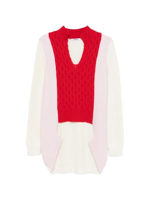 VIVETTA cable-knit V-neck mini dress