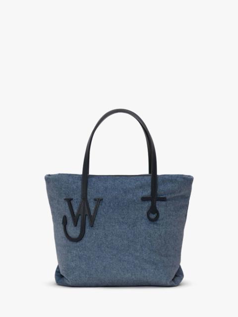 JW Anderson SMALL PUFFY ANCHOR TOTE - VELVET PRINTED DENIM TOTE BAG