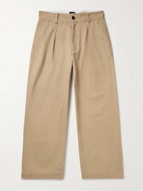 Noah Wide-Leg Pleated Cotton-Twill Trousers