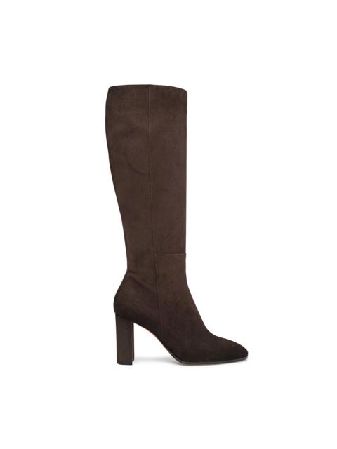 Santoni Women's dark brown suede high-heel boot
