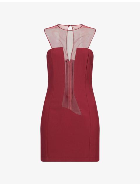 NENSI DOJAKA Sleeveless Mesh-Panels Stretch-Woven Mini Dress