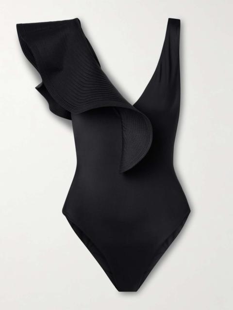 Johanna Ortiz Boleros Y Voleros ruffled recycled swimsuit Black