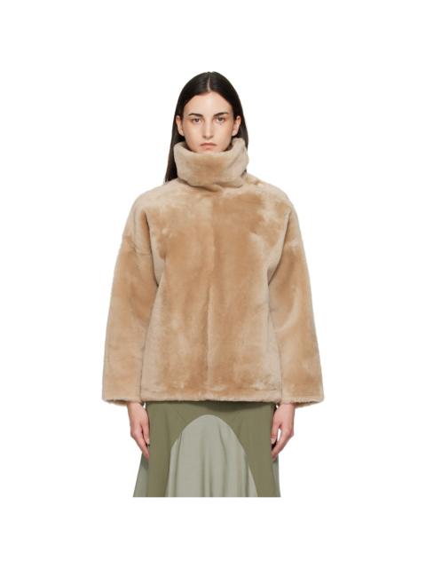 Yves Salomon Beige Lambskin Shearling Jacket