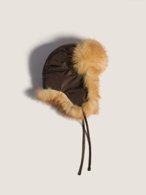 Miu Miu Technical fabric and faux fur trapper hat
