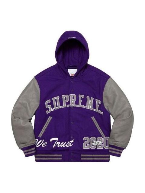Supreme Supreme King Hooded Varsity Jacket 'Purple Grey' SUP-FW20-219