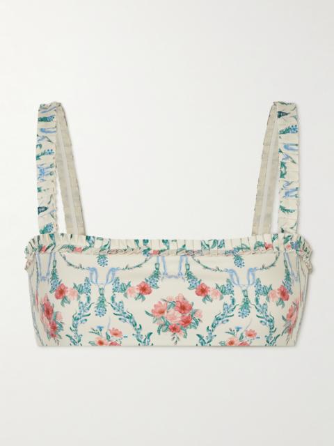 Agua by Agua Bendita Olmo Mosqueta Printed Ruffled Recycled Bandeau Bikini Top