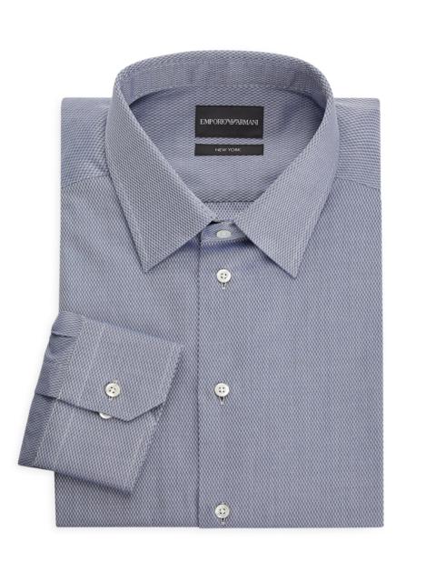 EMPORIO ARMANI Men's Cotton Dress Shirt - Navy
