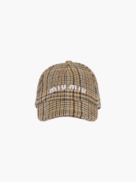 Miu Miu Plaid Shetland wool baseball cap
