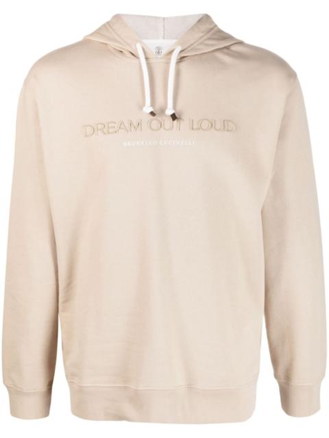 Brunello Cucinelli embroidered-slogan cotton hoodie