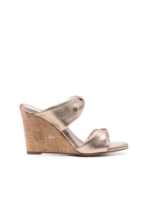 twist-strap metallic wedge sandals