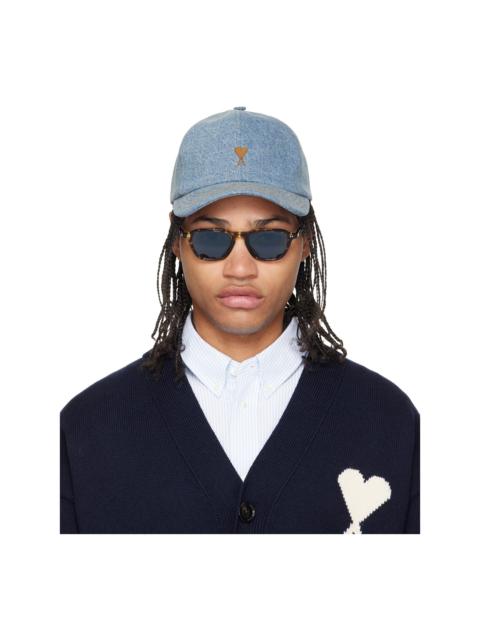 AMI Paris Blue Denim Ami de Coeur Embroidery Cap