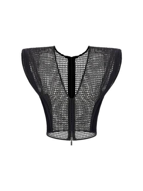 MATICEVSKI Openwork Cotton-Blend Kombat Top black