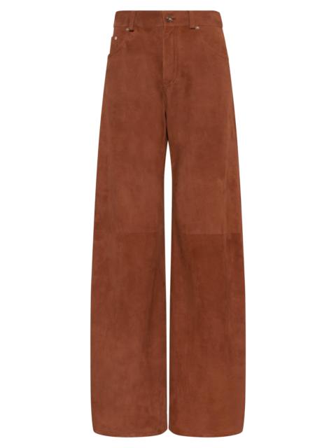 GABRIELA HEARST Amoret Barrel-leg Jean in Cognac Suede