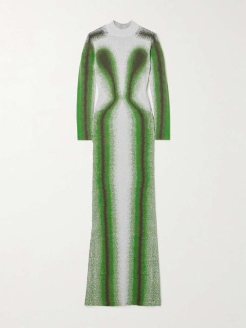 Metallic stretch jacquard-knit maxi dress