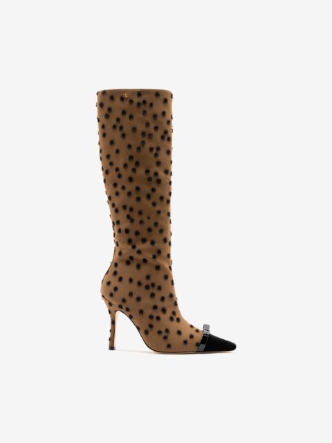 Larroudé Carine Boot Cinnamon Polka Dots Fabric