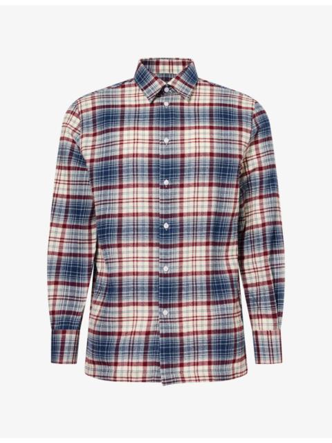 WILLY CHAVARRIA Plaid Flannel Long-Sleeve Wool Shirt