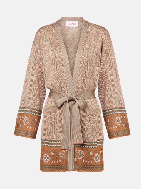 Valentino Jacquard lamé wrap cardigan