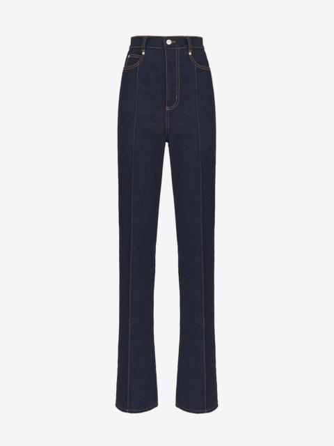 Alexander McQueen Women's High-waisted Straight Leg Jeans in Denim