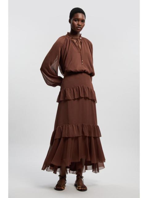 KAREN MILLEN Crinkle Chiffon Woven Maxi Skirt