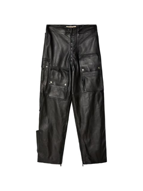 leather straight-leg trousers