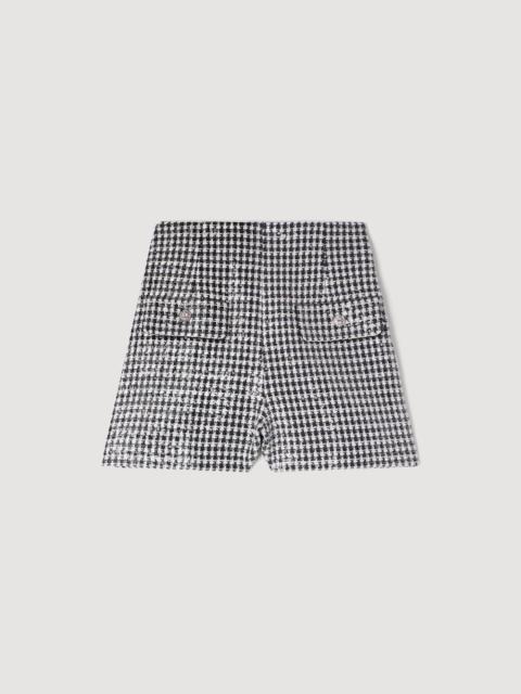 Sandro SEQUIN HOUNDSTOOTH TWEED SHORTS