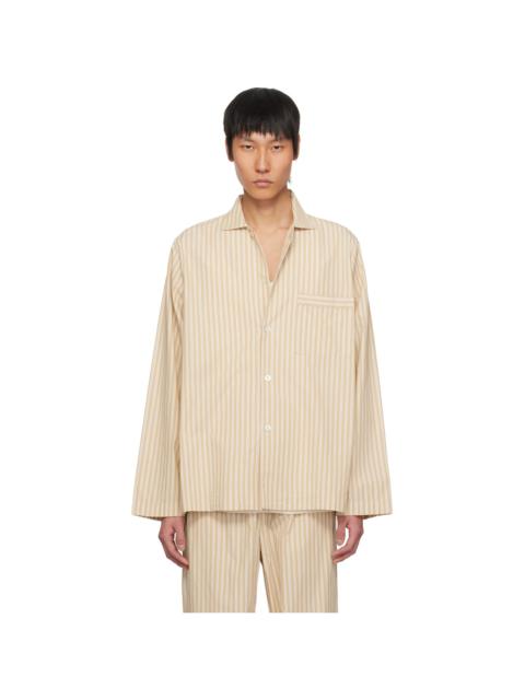 TEKLA Tan & Beige Poplin Long-Sleeved Pyjama Shirt