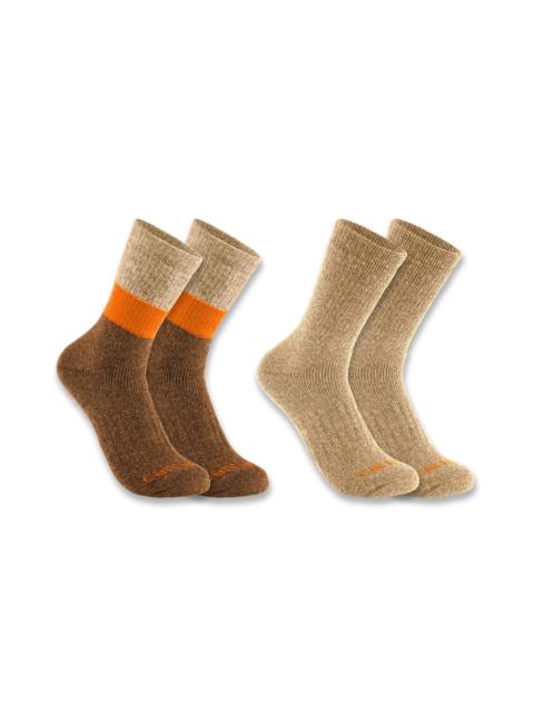 Carhartt Midweight Synthetic-Wool Blend Colorblock Crew Sock 2-Pack