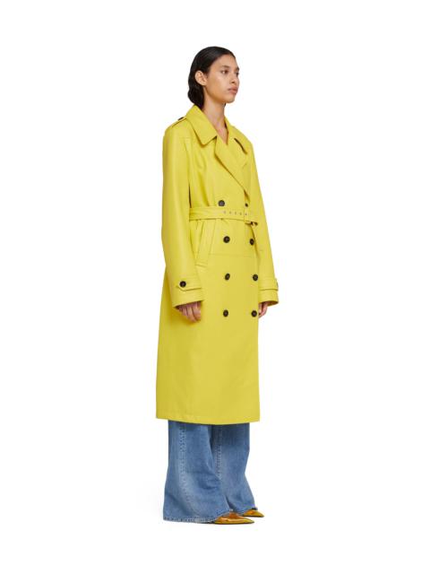 MSGM Solid color double-breasted faux leather trench coat