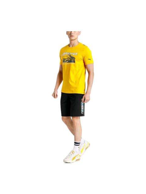 PUMA PUMA x Attempt Crossover Casual Short Sleeve Couple Style Gold Color 598194-25