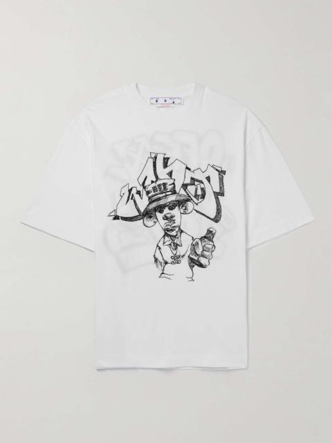 Off-White Oversized Embroidered Cotton-Jersey T-Shirt