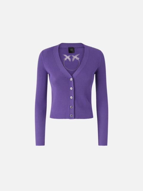 PINKO RIB-KNIT CARDIGAN WITH LOVE BIRDS LOGO
