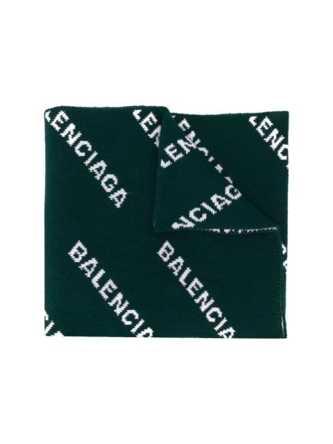 all-over logo knitted scarf