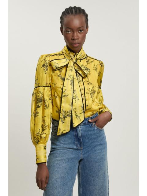 KAREN MILLEN Floral Print Tie Neck Woven Balloon Sleeve Blouse