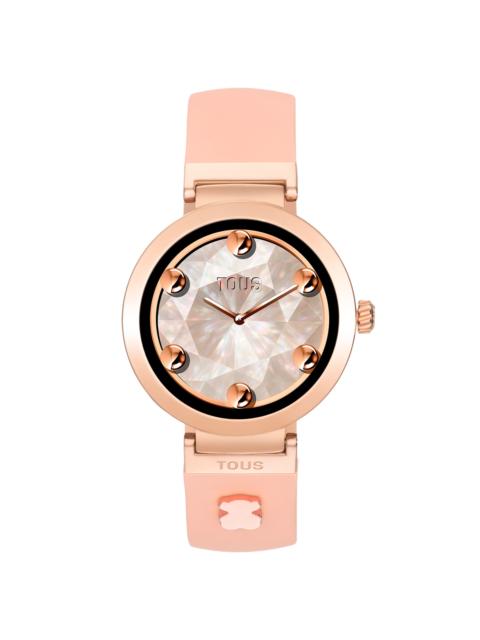 TOUS Smartwatch with nude-colored strap and rose-colored steel motifs TOUS S-CONNECT CHARMS