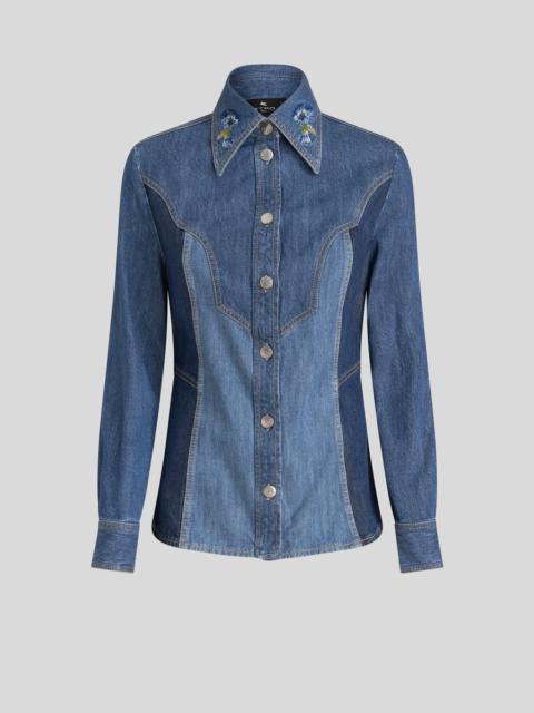 DENIM SHIRT WITH EMBROIDERY