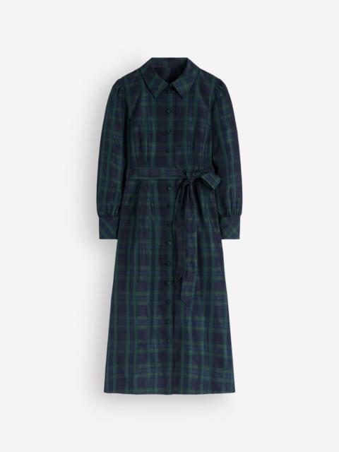 BODEN Maeve Occasion Shirt Dress-Navy, Green and Blue Check