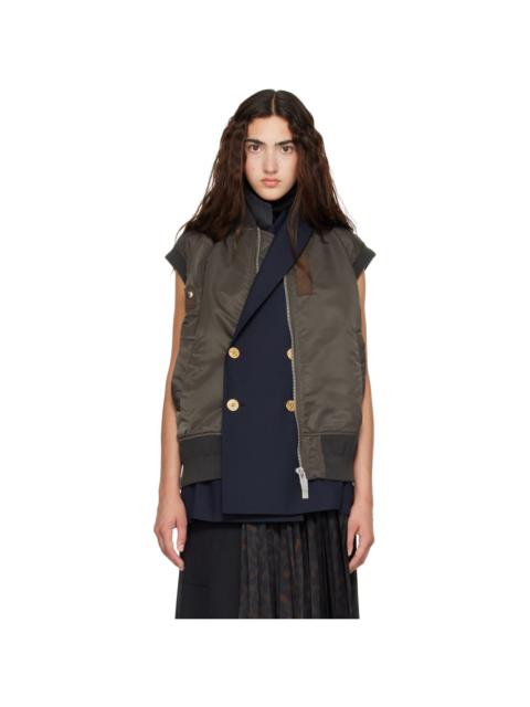 sacai Green Nylon Twill x Suiting Vest