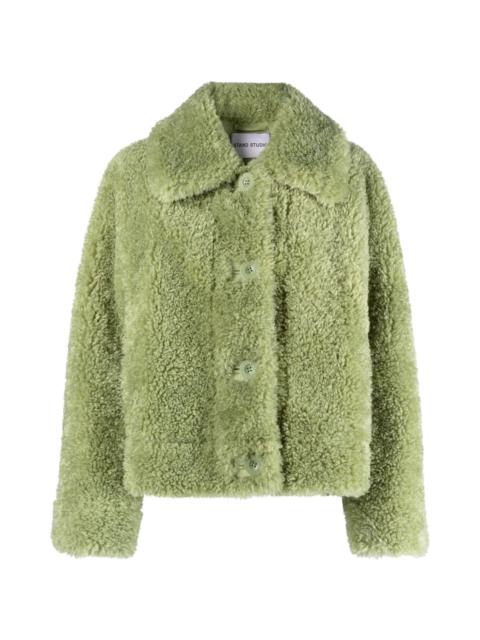faux shearling button-up jacket