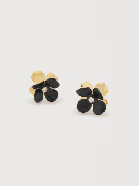 Marni BLACK ENAMEL DAISY STUD EARRINGS