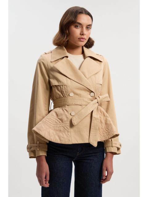 KAREN MILLEN Quilted Padded Peplum Short Trench Coat