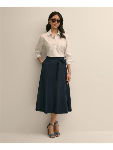 Brooks Brothers Linen-Blend Belted A-Line Skirt