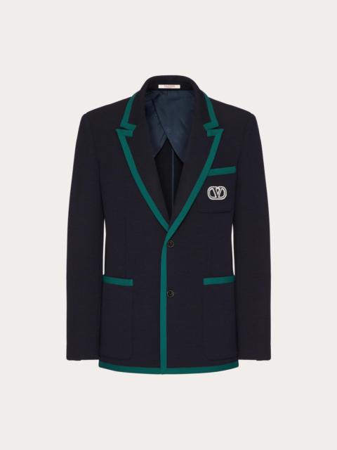 Valentino SINGLE-BREASTED JACKET IN LANA STRETCH WITH VLOGO SIGNATURE PATCH