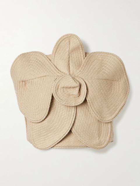 ANDRES OTALORA Florencia appliquéd strapless cropped woven top Taupe